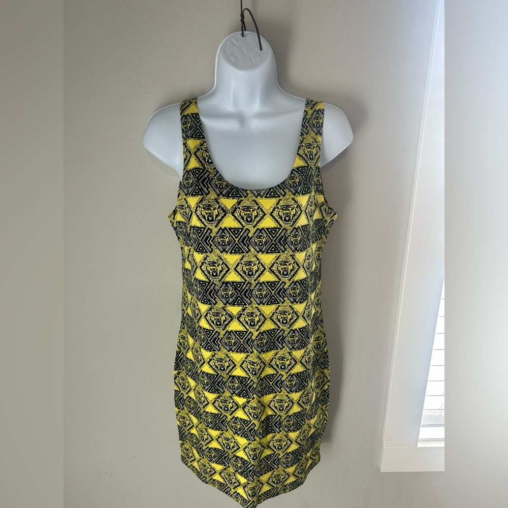 Yellow and Black Geometric Pattern Dress